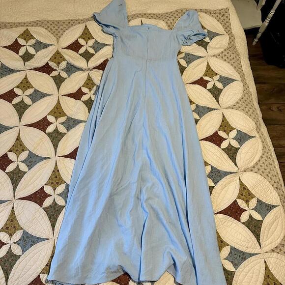 Shasta blue maxi dress w ruched bodice size S milkmaid cottagecore spring - Picture 6 of 6
